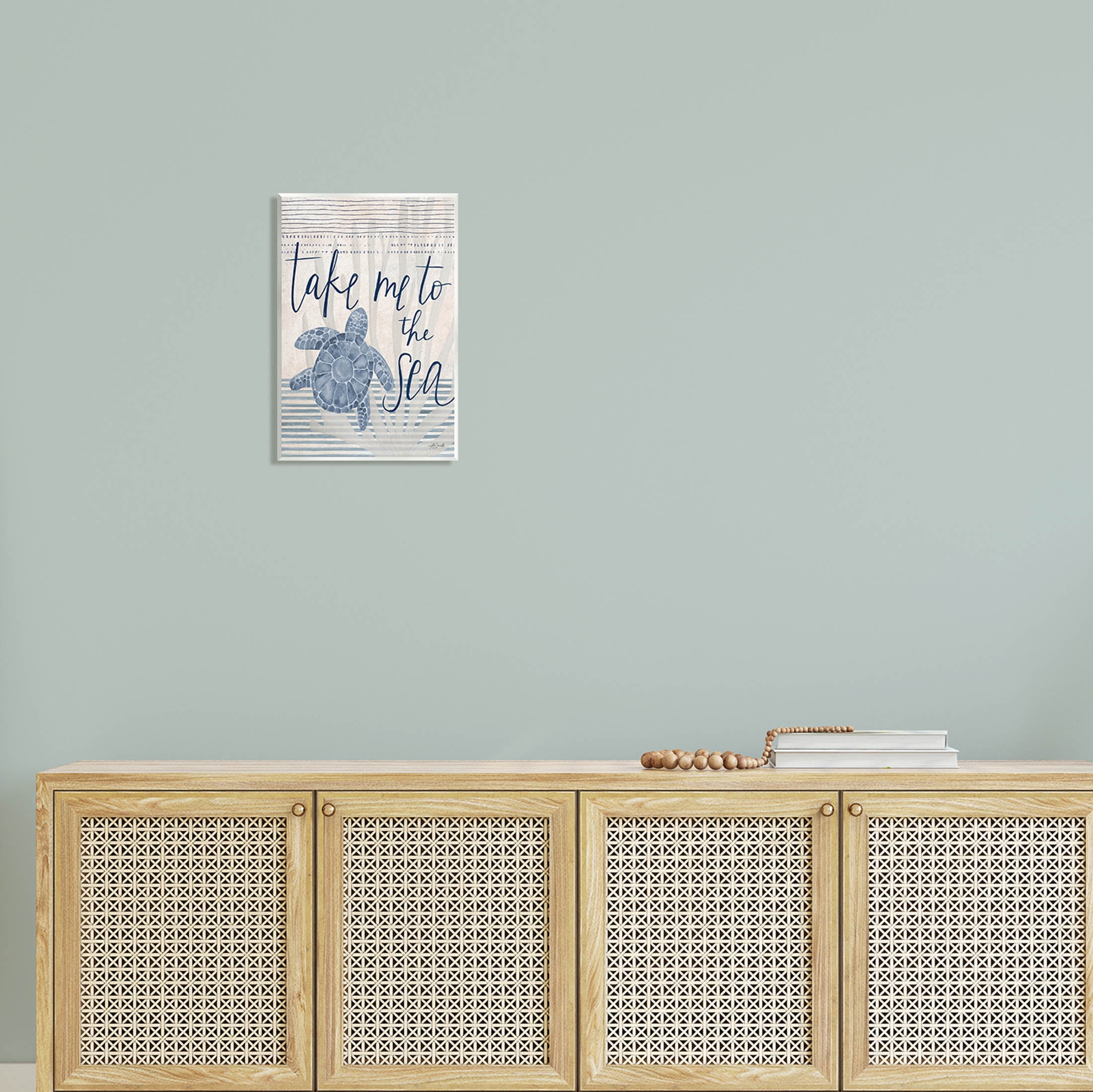 Stupell Industries Take Me To Sea Patterned Turtle Stripes Graphic Art Unframed Art Print Wall Art, Design by Katie Doucette