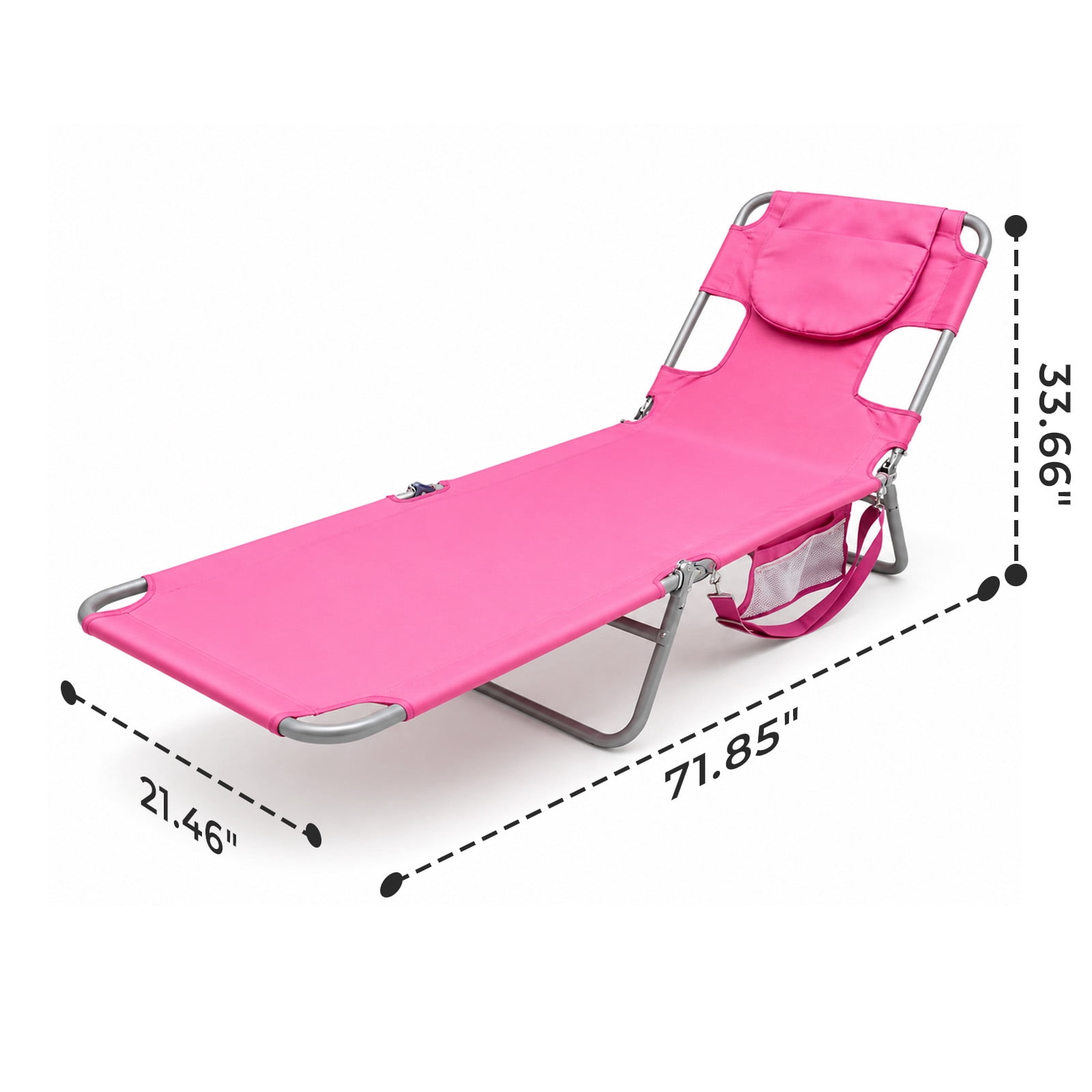 Alvantor Folding Lounge Chair 72"x22"Portable Reclining Lounger, Outdoor Relaxing Pool Tanning Chair, Lightweight Beach Recliner with Backpack Straps and Side Pockets