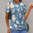 thumbnail image 6 of Beach Seashell Starfish Women's Short Sleeve T-Shirt Crew Neck Casual Summer Trendy Loose Fit Tops, 6 of 6