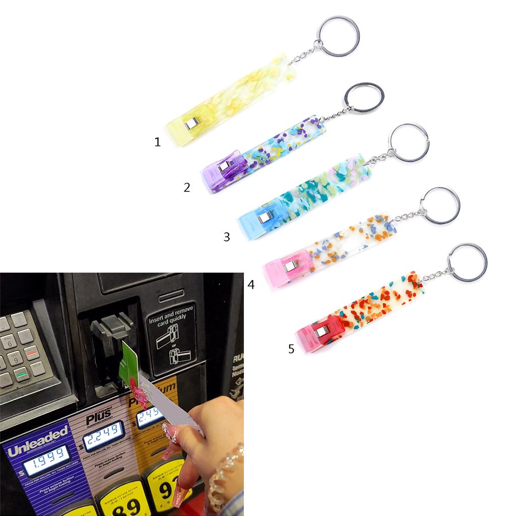 GENEMA Credit Card Puller Acrylic Debit Bank Card Grabber for Long Nails  ATM Keychain 