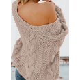 thumbnail image 4 of QWZNDZGR Women Sexy Long Sleeve Off Shoulder Loose Cable Knit Pullover Sweater, 4 of 4