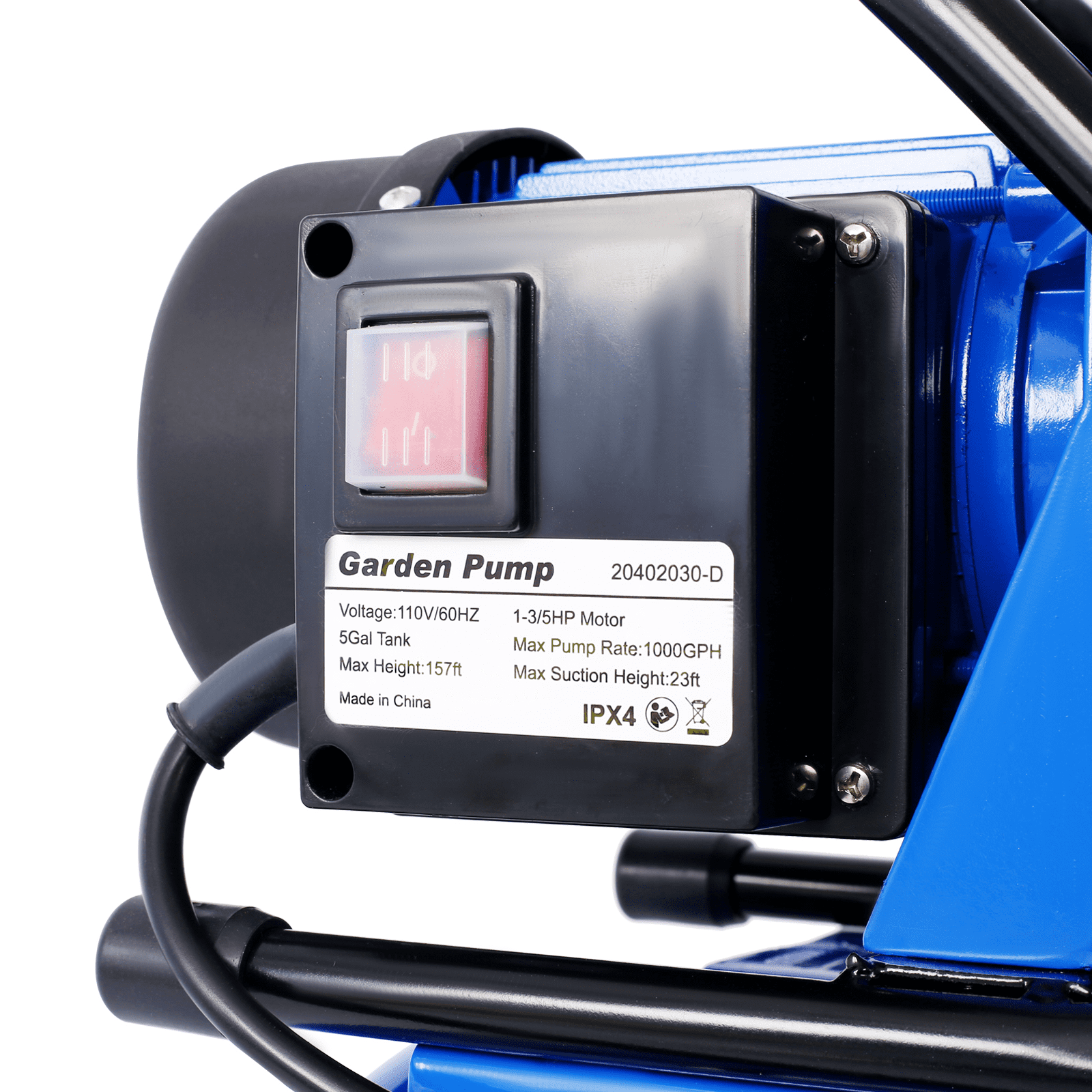 1.6HP Shallow Well Pump with 19L Pressure Tank - Automatic Garden Water Booster for Home, Lawn & Farm Irrigation (1268 GPH, 157ft Lift)