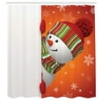 thumbnail image 3 of Ambesonne Christmas Shower Curtain, Funny Snowman Santa, 69"Wx75"L, White Orange, 3 of 5