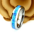 thumbnail image 2 of Men's Women's Tungsten Wedding Band Engagement Ring 6mm Synthetic Blue Opal Inlay Ring, SZ 10.5, 2 of 3
