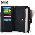 thumbnail image 2 of UTO Wallets for Women Vegan Leather RFID Blocking Trifold Purse Card Holder Ladies Clutch Phone Wristlet(Black), 2 of 10