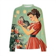 thumbnail image 7 of Craaazy Women's Round-Neck Long Sleeve Shirts Santa Snowflake Print Casual Christmas Top Gifts, 7 of 7