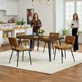 thumbnail image 3 of Homy Casa 63 In Industrial Dining Set with Faux Suede Chairs - Faux Walnut Table, 3 of 11