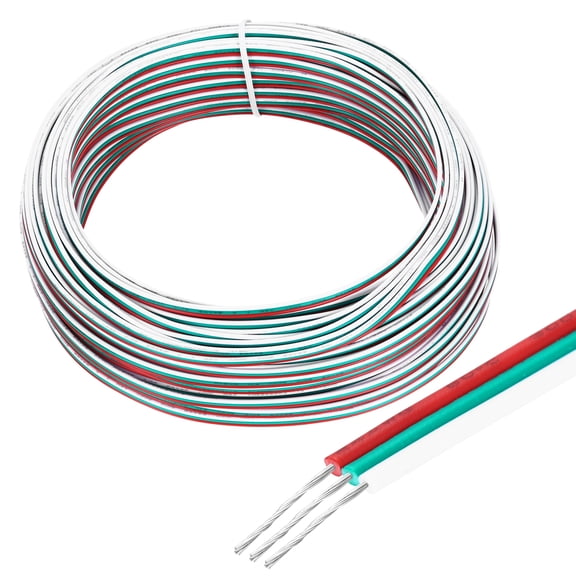 Uxcell 22 Gauge 3 Conductor Electrical Wire Tinned Copper Cable 98FT Flexible Stranded Hook-up Wire for LED Strips Lamps Residential Wiring Car Circuit