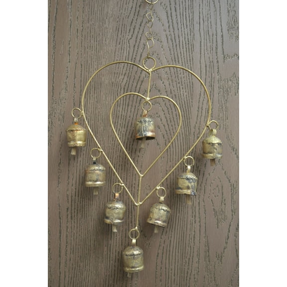 Handmade Heart Rusty Iron Metal Bell Windchime