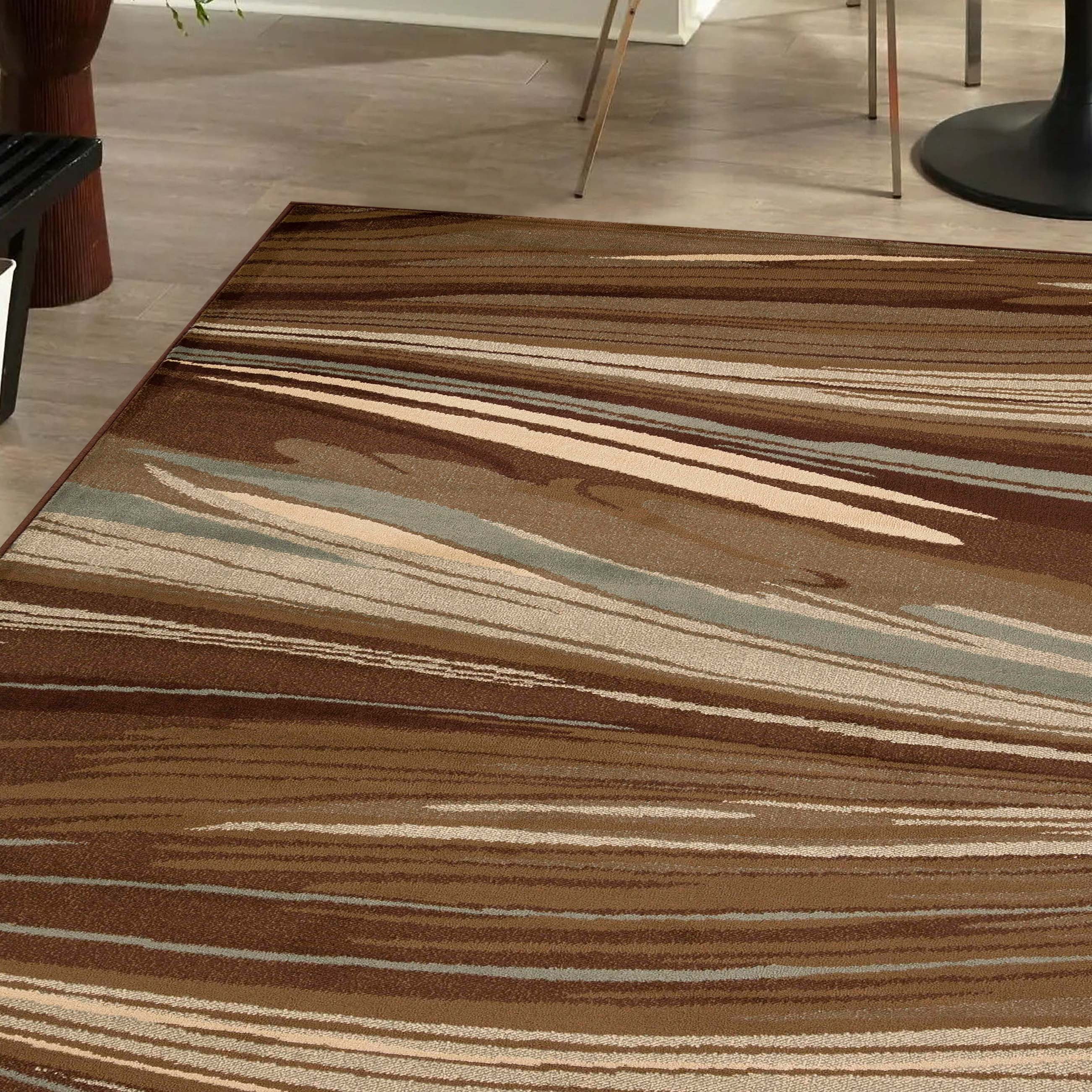 Superior Ondes Abstract Accent Indoor Area Rug, Taupe, 5' x 8'