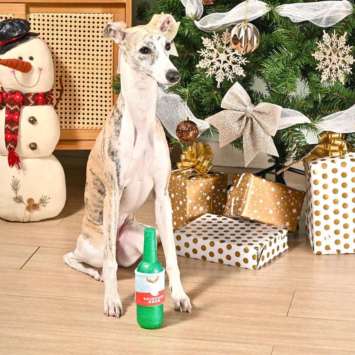 Hugsmart Reindeer Beer – TPR Rubber Dog Toy - Durable, Scented, for Small & Medium Dogs