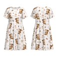 thumbnail image 3 of Bixox Robe d'Été à Manches Courtes pour Femmes Robe Ample Longueur Genou avec Poches-Chute Écureuil, 3 of 7