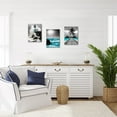 thumbnail image 4 of Hieng 3pcs Seascape Wall Art Canvas - Teal Blue Ocean, Lighthouse, Sailboat, Palm Tree, Black & White Coastal Tropical Pictures,'' Each, Artwork for Home Decor, Bedroom, Bathroom(only canvas), 4 of 6