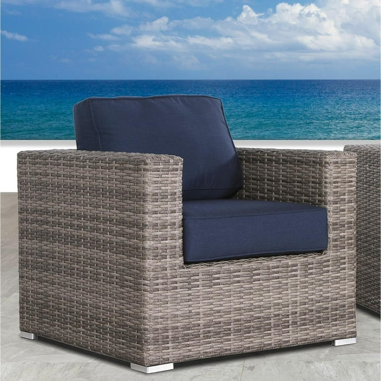 Living Source International Wicker Club Chair Set with Cushion in