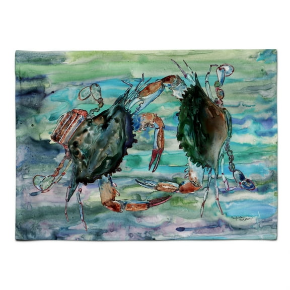 Carolines Treasures 8954PLMT Watery Teal And Purple Crabs Fabric Placemat, Large, Multicolor