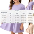 thumbnail image 3 of Cethrio Girls Cotton Dresses, Casual Princess Short Sleeve Crew Neck Kids Summer Dresses Purple Size 4-5 T, 3 of 7
