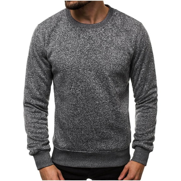 dzxyzu Mens Long Sleeve Shirts - Soft Comfy Slim-Fit Casual Pullover Round Neck Full Sleeves Tee Shir for Men Dark Gray
