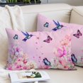 thumbnail image 2 of Pink Flower Pillow Covers 12"x20", Spring Floral Butterfly Elegant Pastoral Birds Soft Brushed Microfiber Breathable Throw Pillow Covers, Decorative Pillowcase with Zipper for Couch Sofa Bedroom, 2 of 9