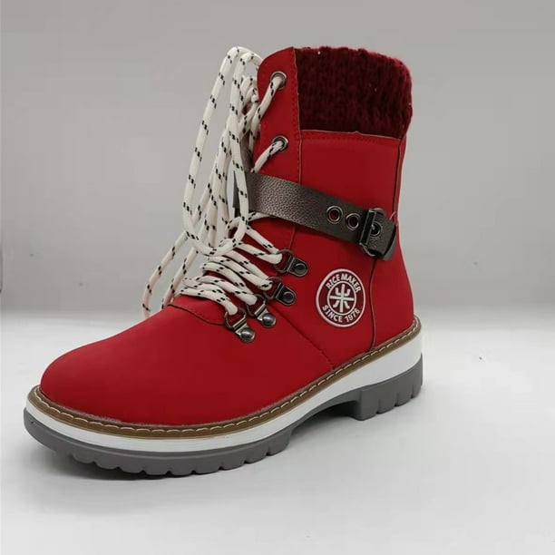 Cyber Monday 2021 Ankle Boots for Women Mid low tube Boots Autumn And Winter Europe And America Wool Stitching Boots Wool Boots Winter Boots Snow
