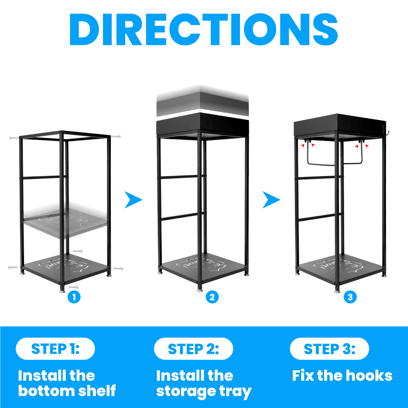 Police Gear Rack,Combination Lock Built To Last, 3 Hook Design Tactical Duty Gear Rack Decor , for Security Office, Greenhouse,Home