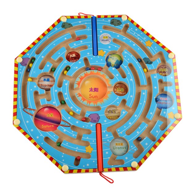 Puzzle Maze Kids Wooden Toy Nine Labyrinth Fun