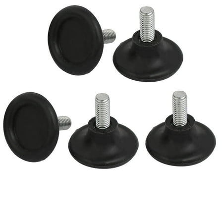 Unique Bargains 5pcs M8x18mm Thread 38mm Dia Plastic Base Adjustable Leveling Foot Black