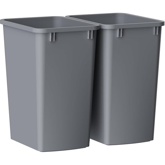 Lightweight & Durable Slim Trash Can, 35QT Kitchen Wastebasket, 2-Pack for Office, Bathroom, Easy Clean, Grey