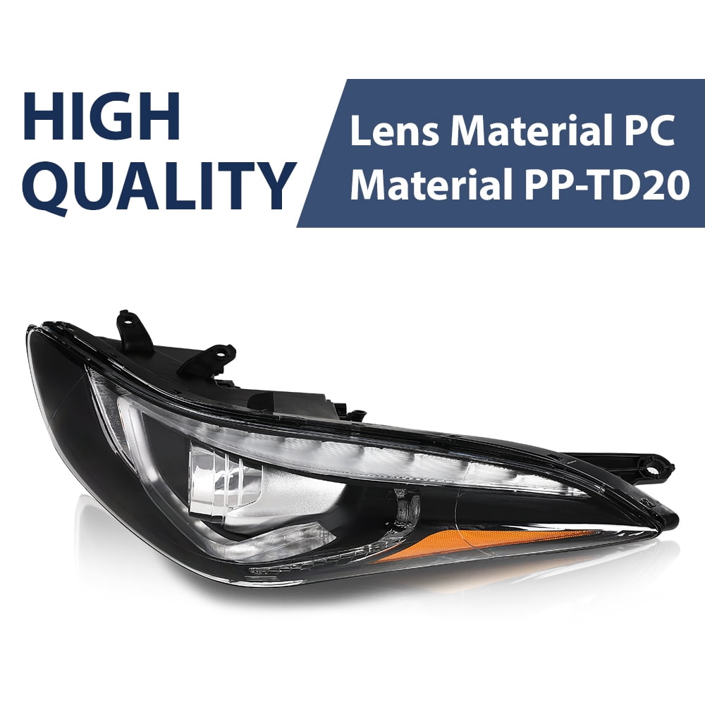 PIT66 Headlights Fit for 2014-2016 Hyundai Elantra DRL LED Projector Clear Lens Driver LH