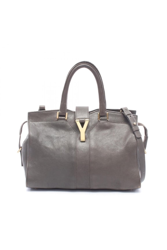 Pre-Owned Yves Saint Laurent Petit Cabas Y-line 2-way handbag, leather, women's, gray, 311210