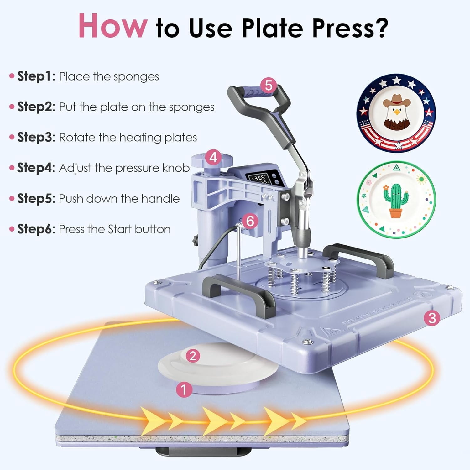 DKMOCO 8 in 1 Heat Press Machine with 30OZ Tumbler press, 15"x15" 360-Degree Swing Away Digital Heat Transfer Sublimation for Mugs Hat Plate Cap T Shirts,Lavender