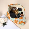 thumbnail image 2 of Bolsas De Cosméticos Con Flores, Bolsas De Maquillaje Con Cremallera De Color Naranja, Verde, 2 of 7