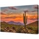 thumbnail image 1 of Lienzo paisaje desértico mexicano al atardecer con cactus saguaro gigante, montañas rocosas y cielo naranja vibrante, decoración del suroeste norteamericano para sala y oficina., 1 of 7