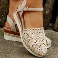 thumbnail image 2 of Women's Summer Crochet Espadrille Wedge Sandals Ankle Strap Shoes Breathable Open Toe Beach Wedding Shoes White 37, 2 of 8