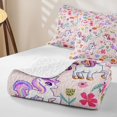 thumbnail image 4 of Manfei Colorful Cartoon Unicorn Quilt Full,Floral Print Full Bedspread Sets,Light Pink,3pcs, 4 of 7
