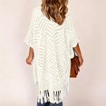thumbnail image 5 of Women Fringe Sheer Knit Beach Cover Up Lightweight Resort Swimwear Top,White,One Size, 5 of 5