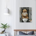 thumbnail image 4 of ERAPDAUR Bathroom Decor Canvas Wall Art Funny Dog Sitting in Toilet Pictures Black and White Animals Wall Decor Farmhouse Bathroom Painting for Bathroom Toilet Artwork 16x20 in, 4 of 5