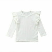XIAXAIXU Summer Toddler Baby Girl Basic Plain Ruffle Long Sleeve Cotton T Shirts Tops Tee Clothes