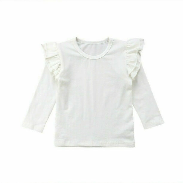 Wayren USA - Summer Toddler Baby Girl Basic Plain Ruffle Long Sleeve ...