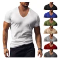 thumbnail image 2 of Playera Casual Delgada Delgada Con Cuello En V De Color, 2 of 8