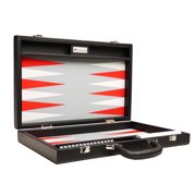 Silverman & Co. 16-inch Premium Backgammon Set - Medium - Black/Scarlet Red