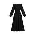 thumbnail image 6 of GUACER V Neck Midi Dresses for Women Long Sleeve Puff Sleeve Wrap Waist A-Line Polka Dot Elegant Dresses for Wedding Guest Fall, 6 of 6