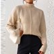 thumbnail image 4 of Suéter de cuello alto para mujer, otoño e invierno, color liso, cuello semialto, camiseta de fondo, suéter, top de mujer, tops acrílicos, 4 of 8