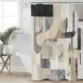 thumbnail image 2 of 54x78 Inch Shower Curtain Decorative Grey Beige Abstract Bathtub Bath Curtains Fabric Waterproof Bathroom Decor Watercolor Modern Geometric Small Stall Shower Curtain Set with 12 Hooks, 2 of 6