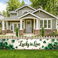 thumbnail image 5 of Lucky in Love St Patrick's Day Green Shamrock Design Backdrop Wedding Decor Event Party Banner Background Valentine's Day, 5 of 8