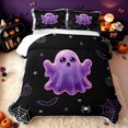 thumbnail image 2 of Erosebridal Kawaii Ghost Quilt King, Spiderweb Bat King Coverlet Set, Black Blue Violet, 3 Pieces, 1 Bedspread and 2 Pillowcases, 2 of 7
