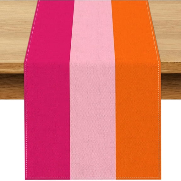 Hot Pink and Orange Party Decoration Table Runner for Galentines Valentine Birthday Wedding Fiesta Bridal Shower Party Dining Room Home Kitchen Table Decor (13" x 72")