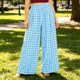 thumbnail image 4 of Palazzo Pants For Women High Waist Plaid Print Wide Leg Pants Casual Stretch Waistband Pants With Pockets Loose Fit For A Preppy Look Womens Pants, 4 of 6