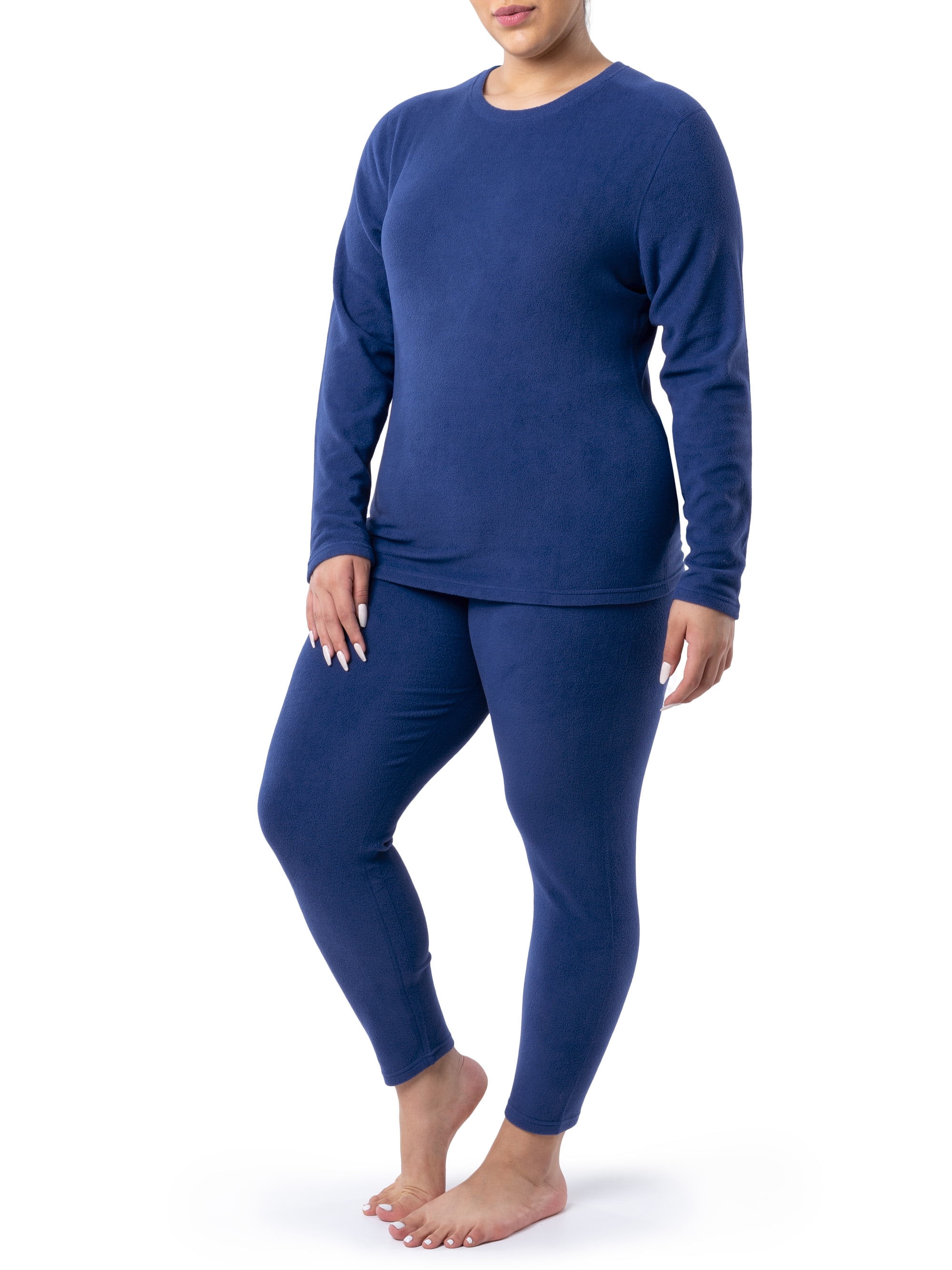 Fruit of the Loom Women's & Women's Plus Stretch Fleece Thermal Top and Bottom Set