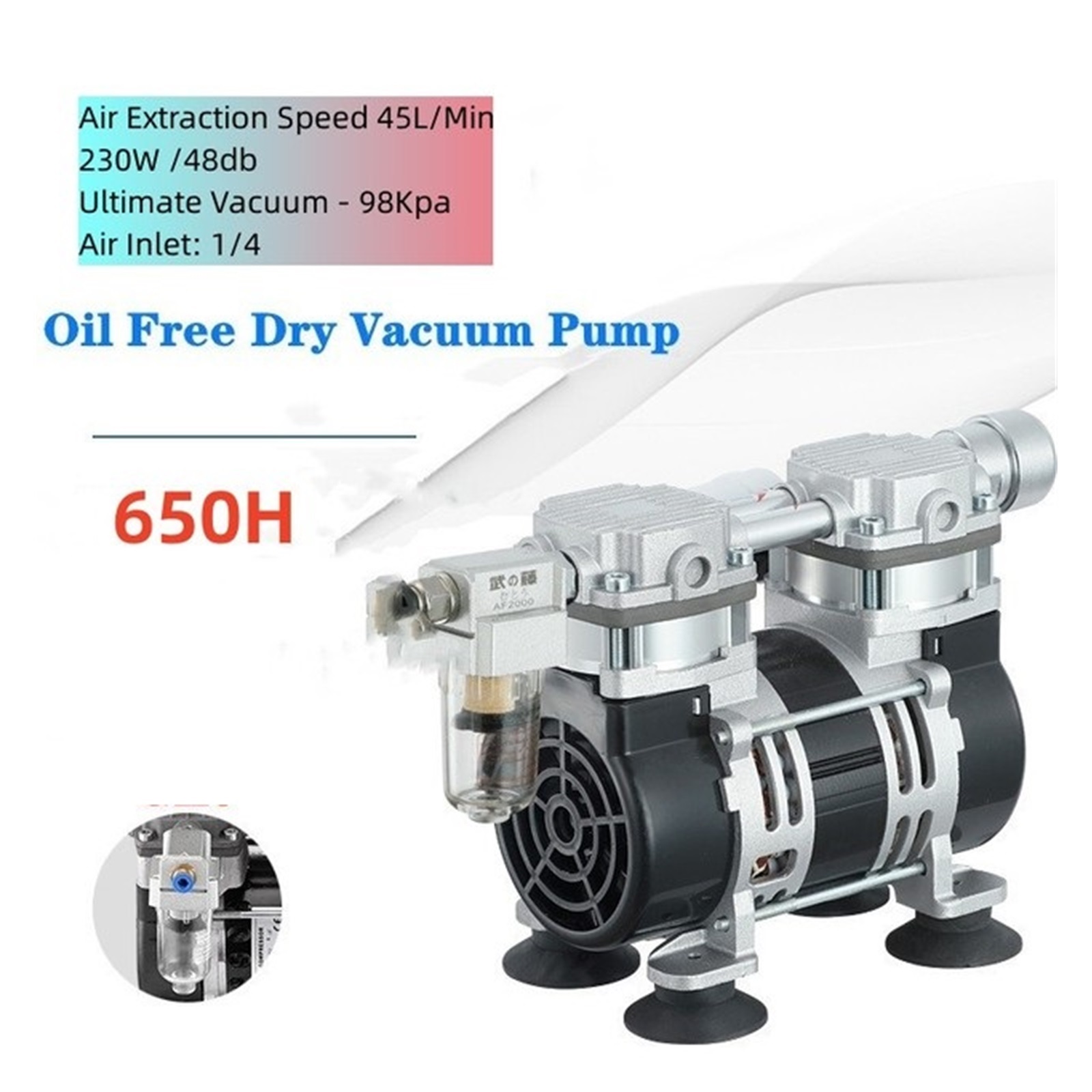 230W Oil-Free Vacuum Pump Quiet Negative Pressure Pump Test Room Medical Vacuum Pump ,Low Noise