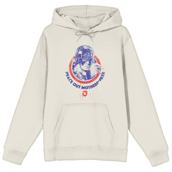 Peacemaker Peace Out Motherf*#ker Graphic Print Men's Sand Hooded Sweatshirt-XXL